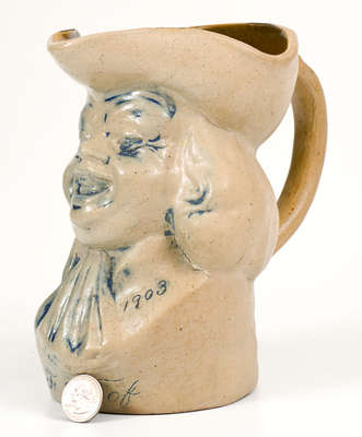 Very Rare Stoneware Toby Pitcher, Arthur Osborne, Low Art Tile Works, Chelsea, MA, 1903