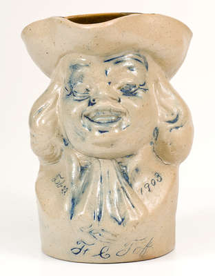 Very Rare Stoneware Toby Pitcher, Arthur Osborne, Low Art Tile Works, Chelsea, MA, 1903