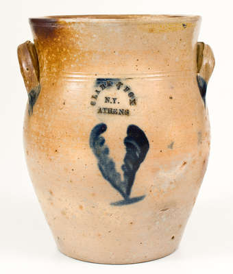 One-Gallon CLARK & FOX / ATHENS / N.Y. Cobalt-Decorated Stoneware Jar