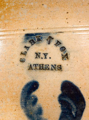 One-Gallon CLARK & FOX / ATHENS / N.Y. Cobalt-Decorated Stoneware Jar