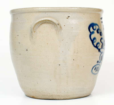 WESTON & GREGG / ELLENVILLE, NY Stoneware Jar w/ Cobalt "Rabbit Face" Decoration