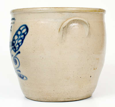 WESTON & GREGG / ELLENVILLE, NY Stoneware Jar w/ Cobalt "Rabbit Face" Decoration