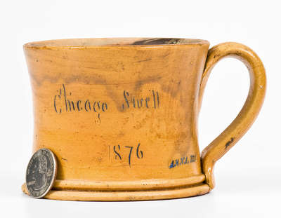Rare Anna Pottery Stoneware Frog Mug Marked ANNA, ILL and Inscribed "Chicago Swell / 1876"
