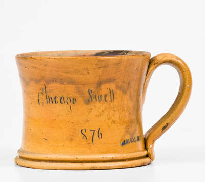 Rare Anna Pottery Stoneware Frog Mug Marked ANNA, ILL and Inscribed "Chicago Swell / 1876"
