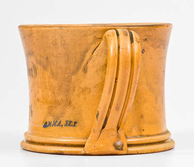 Rare Anna Pottery Stoneware Frog Mug Marked ANNA, ILL and Inscribed "Chicago Swell / 1876"