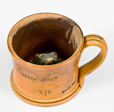 Rare Anna Pottery Stoneware Frog Mug Marked ANNA, ILL and Inscribed 