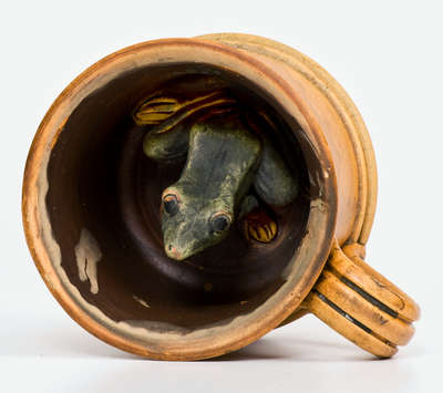 Rare Anna Pottery Stoneware Frog Mug Marked ANNA, ILL and Inscribed "Chicago Swell / 1876"