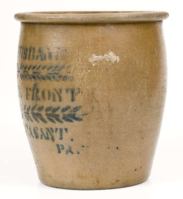 Rare Western PA Stoneware Cream Jar w/ MT. PLEASANT, PA Stenciled Advertising