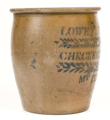 Rare Western PA Stoneware Cream Jar w/ MT. PLEASANT, PA Stenciled Advertising