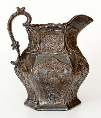 Molded Stoneware Pitcher attrib. American Pottery Company, Jersey City, NJ, circa 1838-50