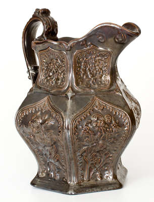 Molded Stoneware Pitcher attrib. American Pottery Company, Jersey City, NJ, circa 1838-50