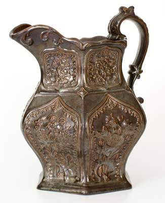 Molded Stoneware Pitcher attrib. American Pottery Company, Jersey City, NJ, circa 1838-50