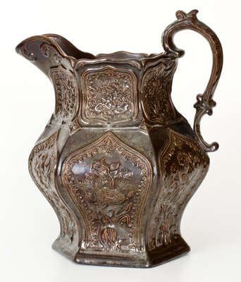 Molded Stoneware Pitcher attrib. American Pottery Company, Jersey City, NJ, circa 1838-50