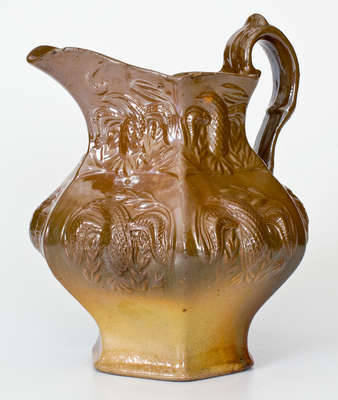 Molded Stoneware Pitcher with Eagle Motif, probably American Pottery Company, Jersey City