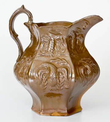 Molded Stoneware Pitcher with Eagle Motif, probably American Pottery Company, Jersey City