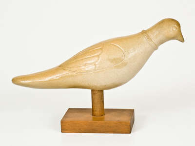 Rare Salt-Glazed Stoneware Figure of a Dove, possibly Union Stoneware Co, Red Wing, Minnesota