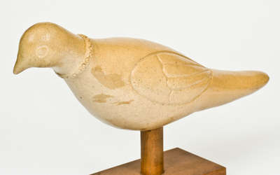 Rare Salt-Glazed Stoneware Figure of a Dove, possibly Union Stoneware Co, Red Wing, Minnesota