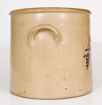 Four-Gallon S. HART / FULTON, New York Stoneware Crock w/ Double-Bird Decoration