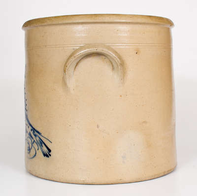 Four-Gallon S. HART / FULTON, New York Stoneware Crock w/ Double-Bird Decoration