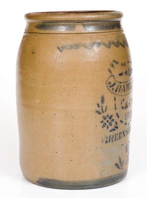 Two-Gallon J. HAMILTON & CO. / GREENSBORO, PA Cobalt-Decorated Stoneware Jar