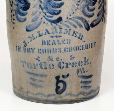 Rare Five-Gallon Stoneware Jar w/ Turtle Creek, PA Advertising