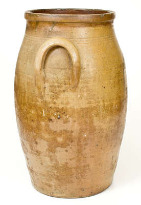 Rare Large-Sized Ohio Stoneware Churn w/ Cobalt Pointing Hand Decoration