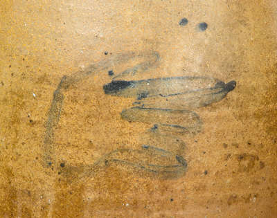 Rare Large-Sized Ohio Stoneware Churn w/ Cobalt Pointing Hand Decoration