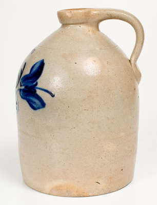 One-Gallon CORTLAND, NY Stoneware Jug w/ Cobalt Floral Decoration