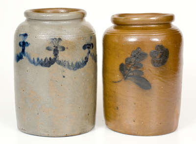 Two Half-Gallon Stoneware Jars attrib. Henry Harrison Remmey, Philadelphia, PA, c1835