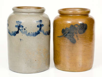 Two Half-Gallon Stoneware Jars attrib. Henry Harrison Remmey, Philadelphia, PA, c1835