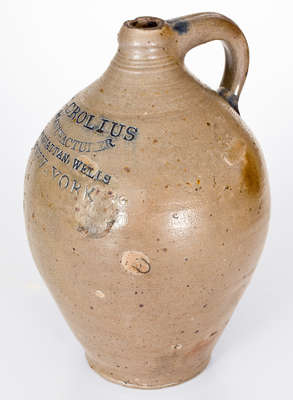 Early C. CROLIUS / MANUFACTURER / MANHATTAN WELLS / NEW-YORK Stoneware Jug