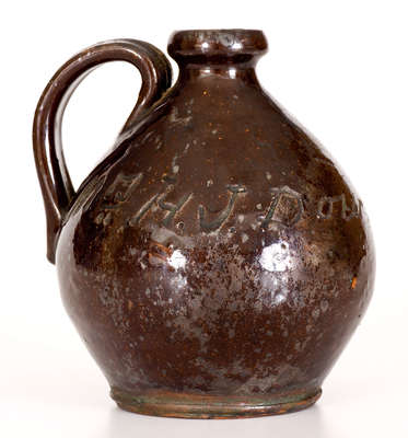 Rare Small-Sized Redware Presentation Jug for 