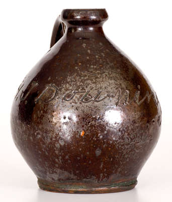 Rare Small-Sized Redware Presentation Jug for 