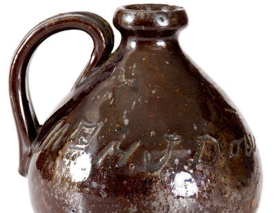 Rare Small-Sized Redware Presentation Jug for 