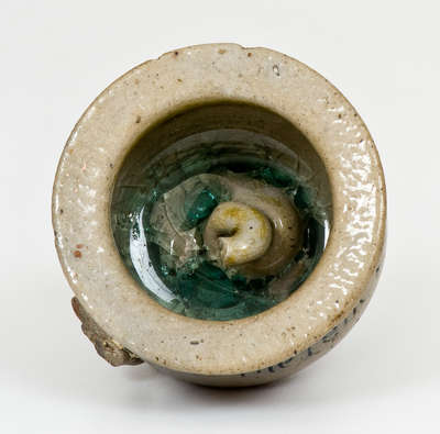 Rare Anna Pottery Miniature Stoneware Chamberpot w/ Dung Beetle Lid