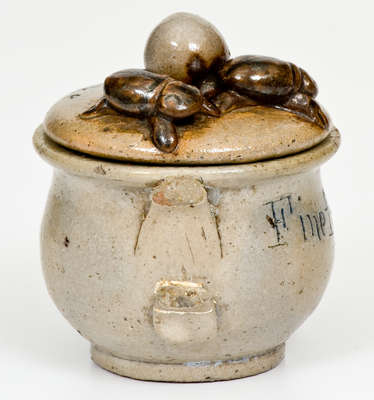 Rare Anna Pottery Miniature Stoneware Chamberpot w/ Dung Beetle Lid