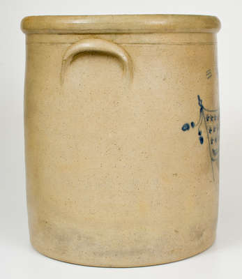 Rare Six-Gallon Ohio Stoneware Crock w/ Cobalt American Flag Decoration