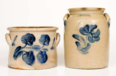 Two Pieces of Cobalt-Decorated Stoneware, Thompson Harrington, Lyons, New York