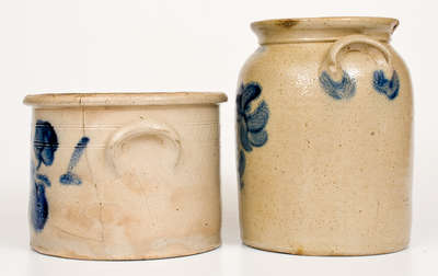 Two Pieces of Cobalt-Decorated Stoneware, Thompson Harrington, Lyons, New York