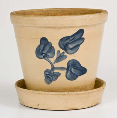 Stoneware Flowerpot w/ Floral Decoration att. Fulper Pottery, Flemington, NJ