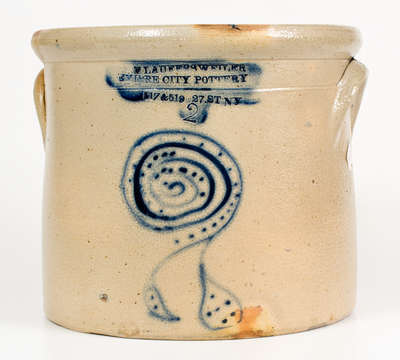 Scarce F. LAUFERSWEILER / EMPIRE CITY POTTERY (New York City) Stoneware Crock