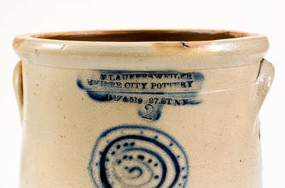 Scarce F. LAUFERSWEILER / EMPIRE CITY POTTERY (New York City) Stoneware Crock