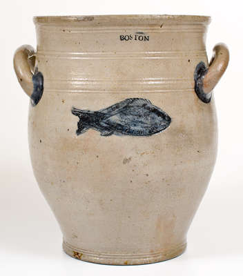 Stoneware Fish Jar Stamped BOSTON (Jonathan Fenton, late 18th century)