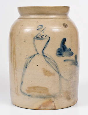 Rare Stoneware Jar w/ Abstract