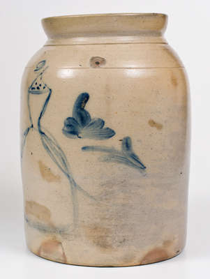 Rare Stoneware Jar w/ Abstract
