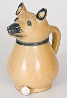 Rare Stoneware Dog s Head Pitcher, Stamped