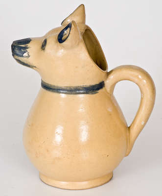 Rare Stoneware Dog s Head Pitcher, Stamped 