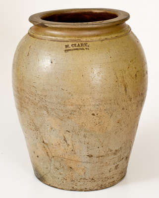 Scarce Two-Gallon N. CLARK, / PARKERSBURG, VA Stoneware Jar