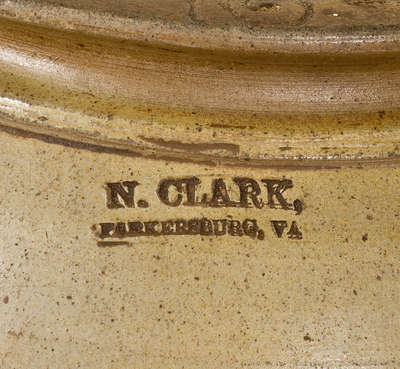 Scarce Two-Gallon N. CLARK, / PARKERSBURG, VA Stoneware Jar