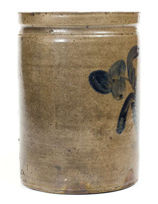 W.B. KENNER / STRASBURG, VA Stoneware Jar w/ Cobalt Clover Decoration